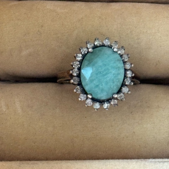 Adornia stamped sterling silver and emerald ring with natural diamonds - size 6 - Picture 2 of 11